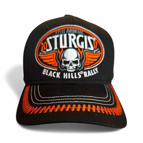 mid florida sportswear Other - Black Sturgis Black Hills Rally 77th Annual baseball cap with orange stitching